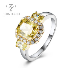 Low price chic radiant cut fancy yellow diamond ring women jewelry with CVD CZ Moissanite